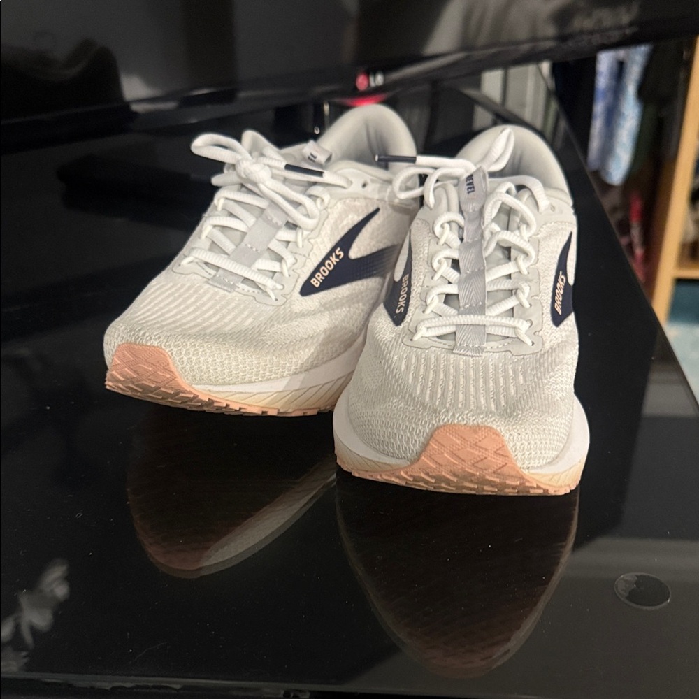 Brooks White and Black Athletic Sneakers